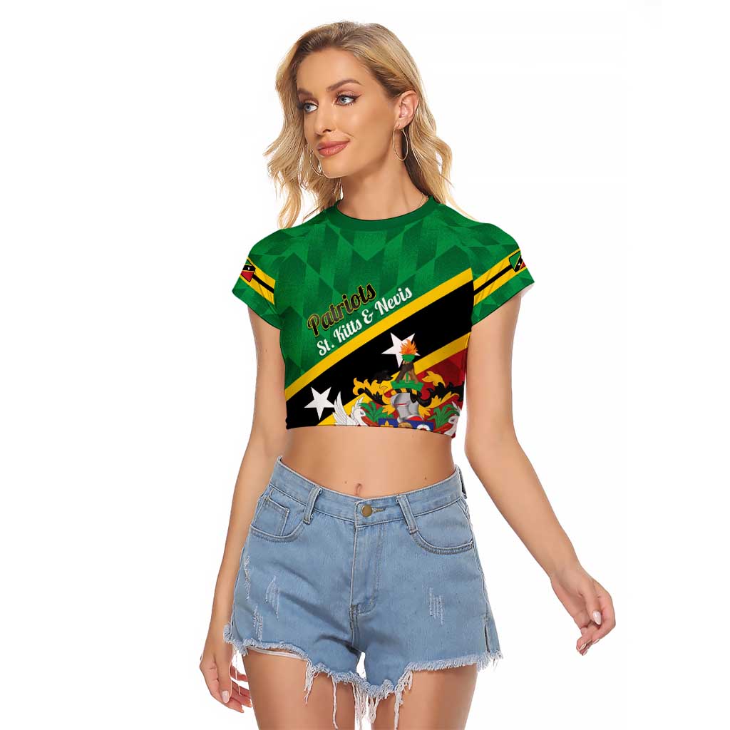 Custom Saint Kitts and Nevis Cricket Raglan Cropped T Shirt Go Champions Patriots