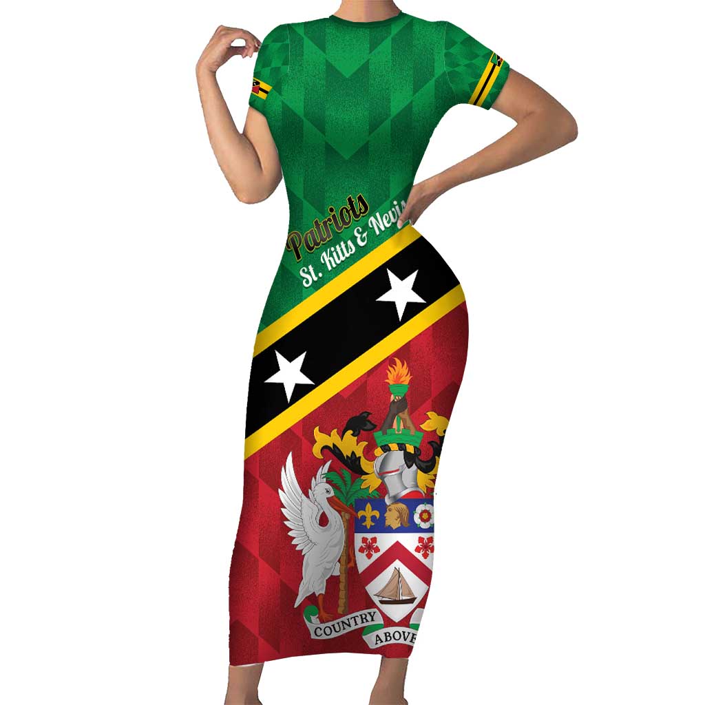 Custom Saint Kitts and Nevis Cricket Short Sleeve Bodycon Dress Go Champions Patriots