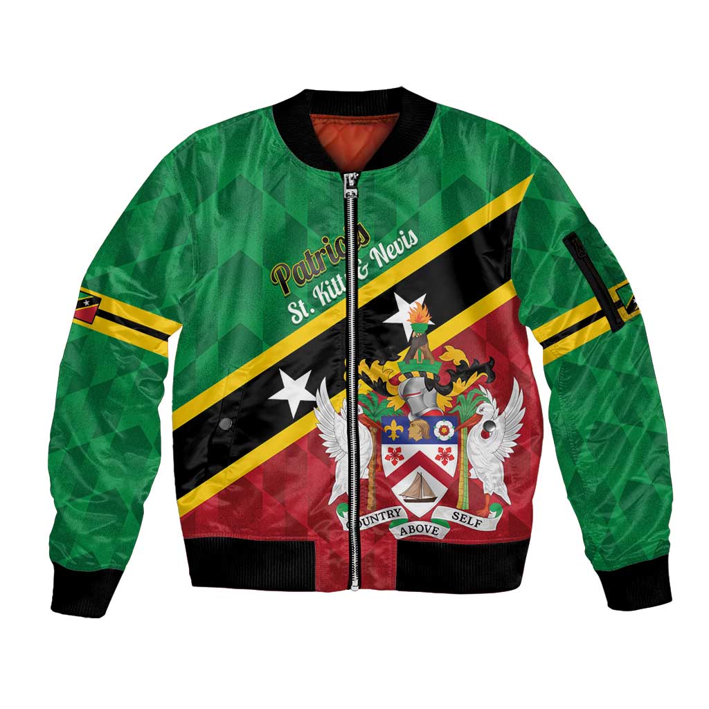 Custom Saint Kitts and Nevis Cricket Sleeve Zip Bomber Jacket Go Champions Patriots