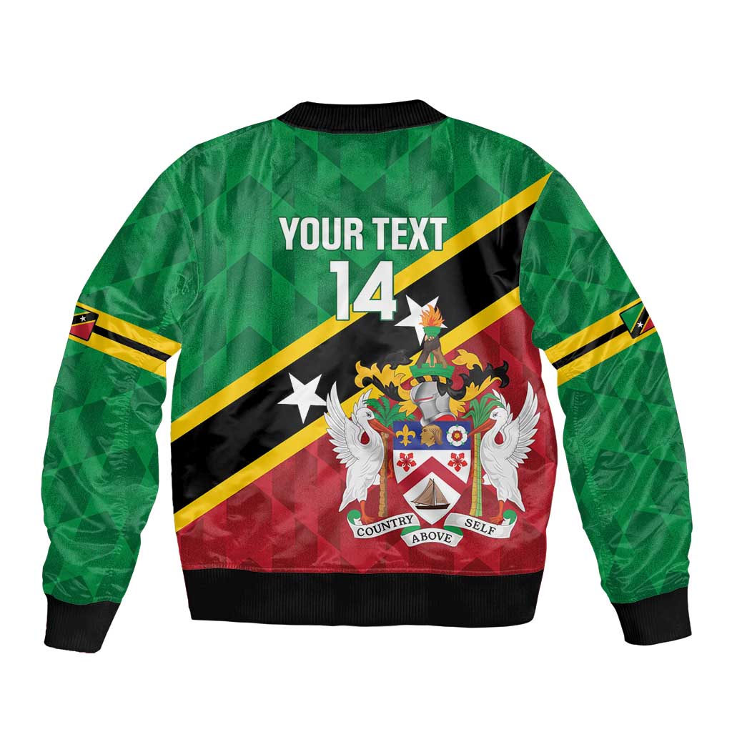 Custom Saint Kitts and Nevis Cricket Sleeve Zip Bomber Jacket Go Champions Patriots
