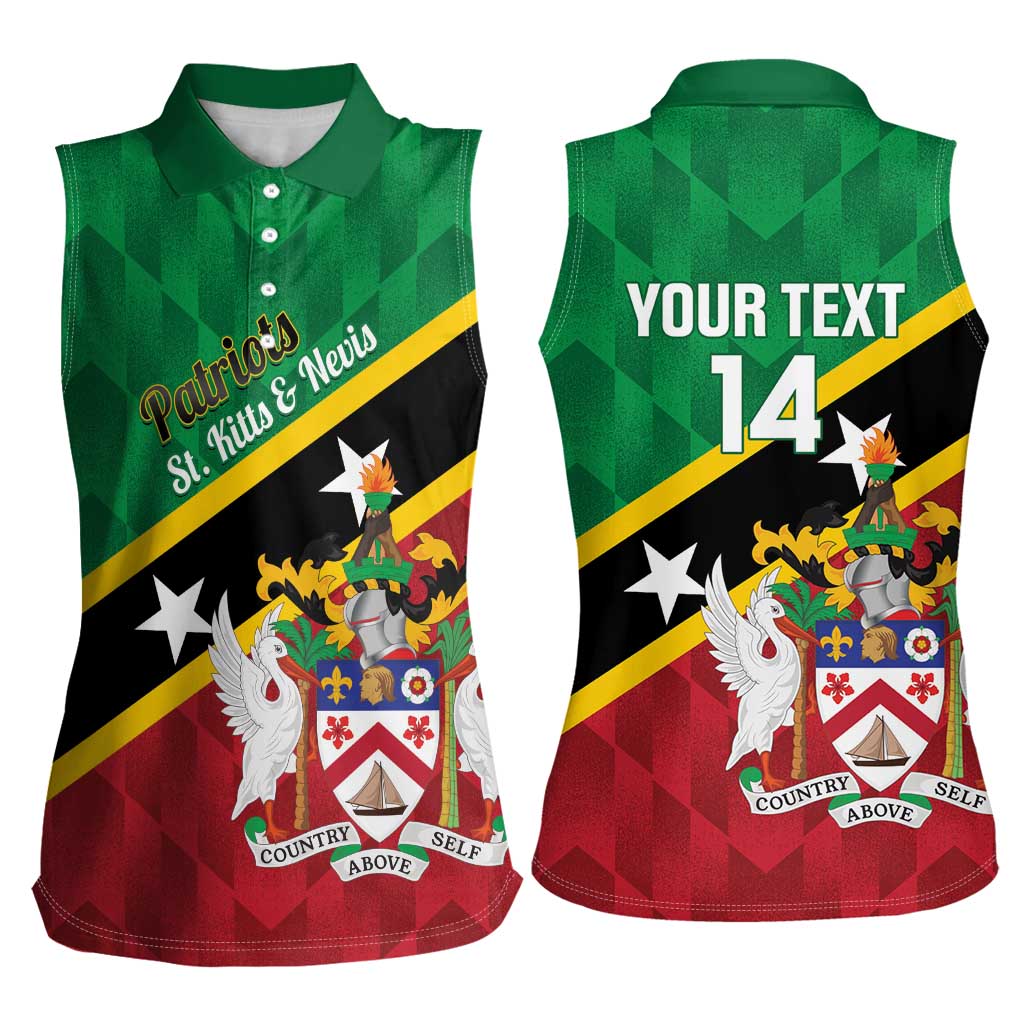 Custom Saint Kitts and Nevis Cricket Women Sleeveless Polo Shirt Go Champions Patriots