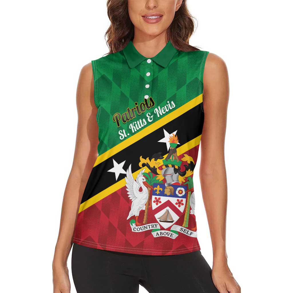 Custom Saint Kitts and Nevis Cricket Women Sleeveless Polo Shirt Go Champions Patriots