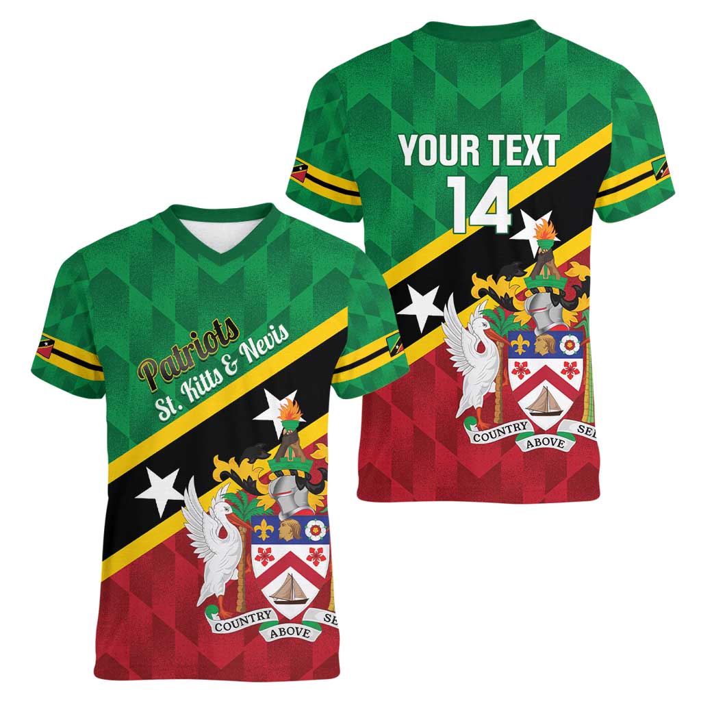 Custom Saint Kitts and Nevis Cricket Women V-Neck T-Shirt Go Champions Patriots