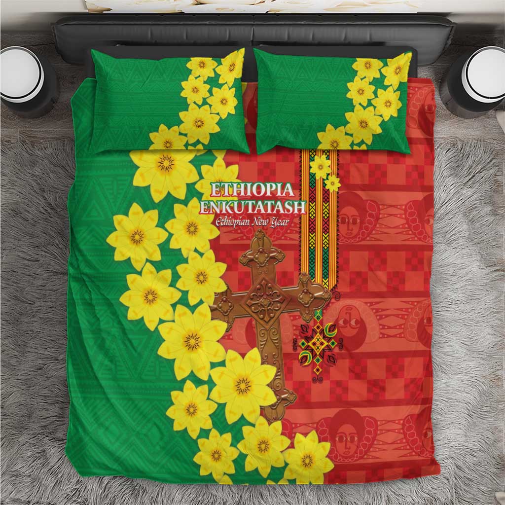 Enkutatash Ethiopia Bedding Set Melkam Addis Amet Adey Abeba Flower - Wonder Print Shop