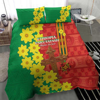 Enkutatash Ethiopia Bedding Set Melkam Addis Amet Adey Abeba Flower - Wonder Print Shop