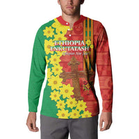 Enkutatash Ethiopia Button Sweatshirt Melkam Addis Amet Adey Abeba Flower - Wonder Print Shop