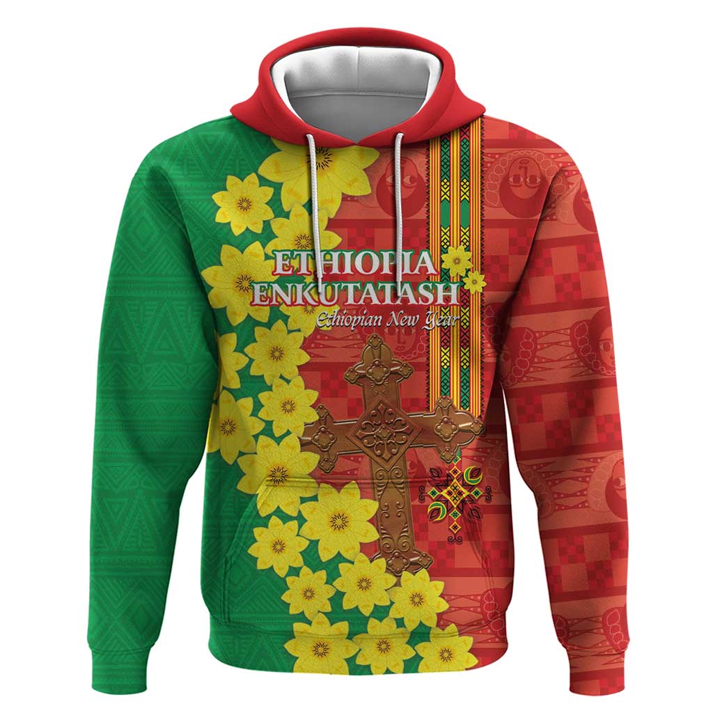 Enkutatash Ethiopia Hoodie Melkam Addis Amet Adey Abeba Flower - Wonder Print Shop