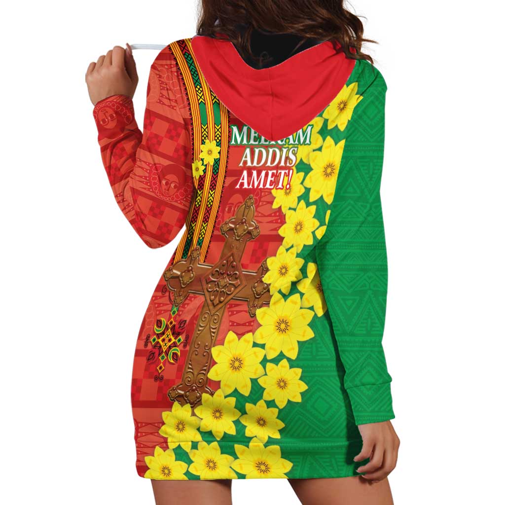 Enkutatash Ethiopia Hoodie Dress Melkam Addis Amet Adey Abeba Flower - Wonder Print Shop