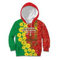 Enkutatash Ethiopia Kid Hoodie Melkam Addis Amet Adey Abeba Flower - Wonder Print Shop