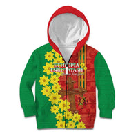 Enkutatash Ethiopia Kid Hoodie Melkam Addis Amet Adey Abeba Flower - Wonder Print Shop