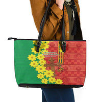 Enkutatash Ethiopia Leather Tote Bag Melkam Addis Amet Adey Abeba Flower - Wonder Print Shop