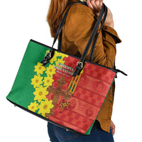 Enkutatash Ethiopia Leather Tote Bag Melkam Addis Amet Adey Abeba Flower - Wonder Print Shop
