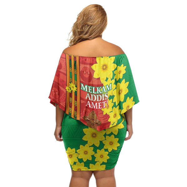 Afro Ethiopia Christmas Short Sleeve Bodycon Dress Melkam Gena Yegena Abat LT05 main image 1