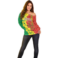 Enkutatash Ethiopia Off Shoulder Sweater Melkam Addis Amet Adey Abeba Flower - Wonder Print Shop