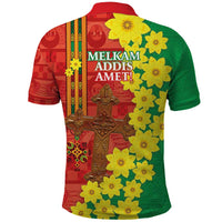 Enkutatash Ethiopia Polo Shirt Melkam Addis Amet Adey Abeba Flower - Wonder Print Shop