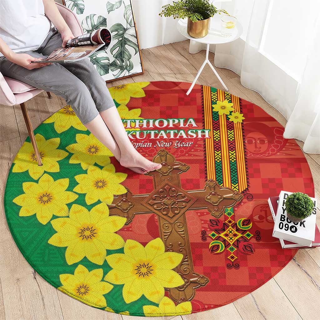 Enkutatash Ethiopia Round Carpet Melkam Addis Amet Adey Abeba Flower