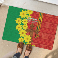Enkutatash Ethiopia Rubber Doormat Melkam Addis Amet Adey Abeba Flower - Wonder Print Shop