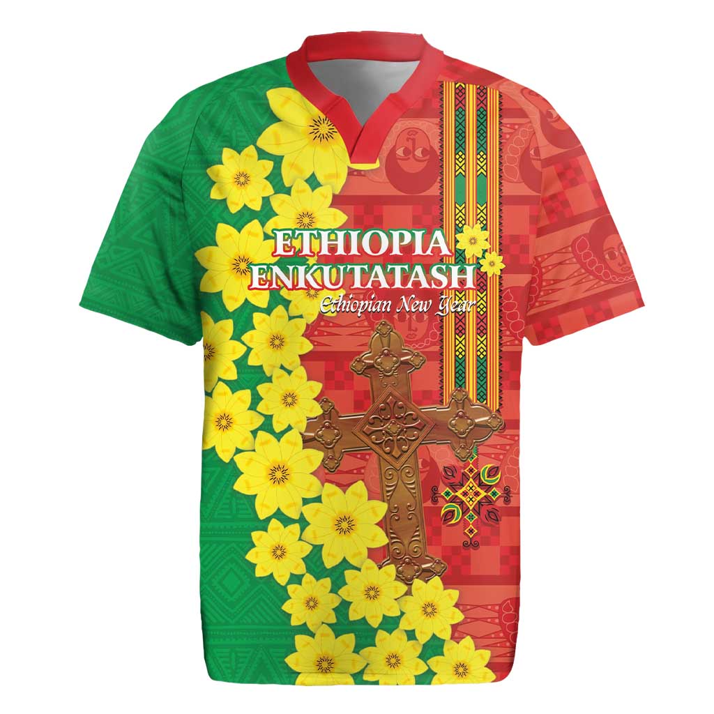 Enkutatash Ethiopia Rugby Jersey Melkam Addis Amet Adey Abeba Flower - Wonder Print Shop