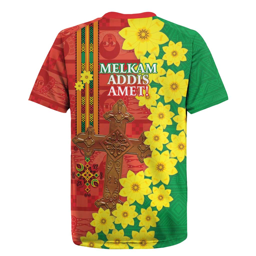Enkutatash Ethiopia Rugby Jersey Melkam Addis Amet Adey Abeba Flower - Wonder Print Shop