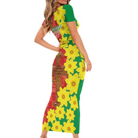 Enkutatash Ethiopia Short Sleeve Bodycon Dress Melkam Addis Amet Adey Abeba Flower - Wonder Print Shop