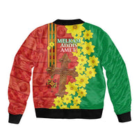 Enkutatash Ethiopia Sleeve Zip Bomber Jacket Melkam Addis Amet Adey Abeba Flower - Wonder Print Shop