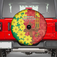 Enkutatash Ethiopia Spare Tire Cover Melkam Addis Amet Adey Abeba Flower - Wonder Print Shop