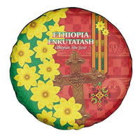 Enkutatash Ethiopia Spare Tire Cover Melkam Addis Amet Adey Abeba Flower - Wonder Print Shop