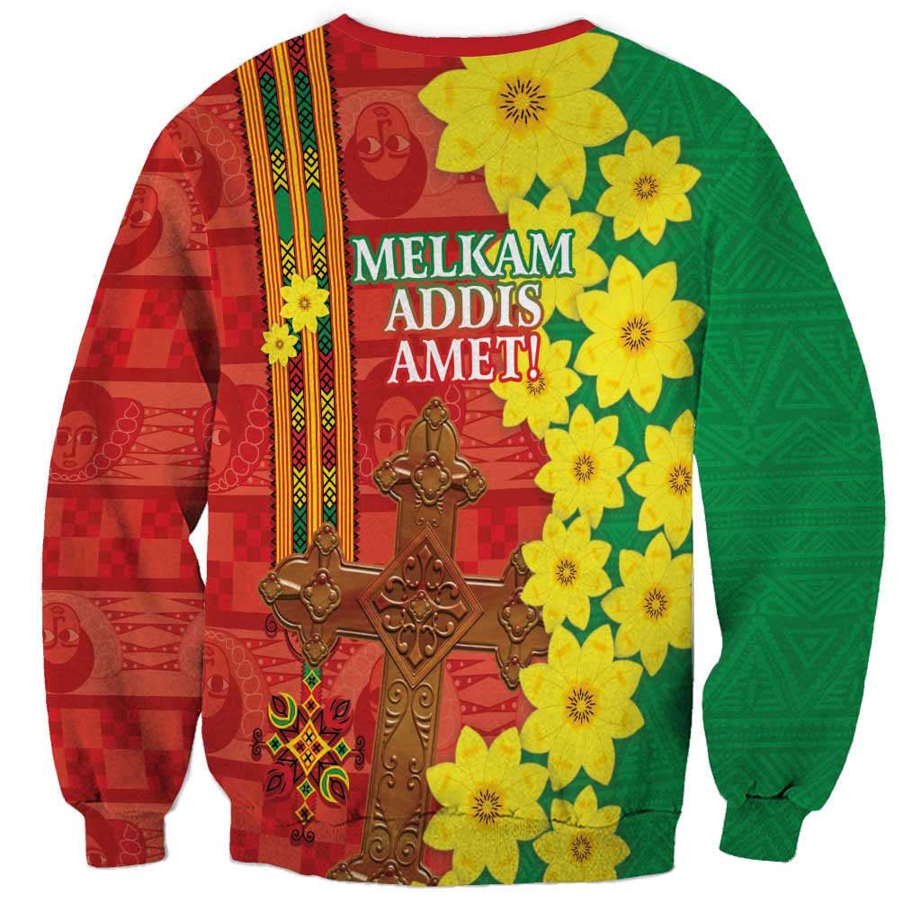 Enkutatash Ethiopia Sweatshirt Melkam Addis Amet Adey Abeba Flower - Wonder Print Shop