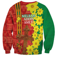 Enkutatash Ethiopia Sweatshirt Melkam Addis Amet Adey Abeba Flower - Wonder Print Shop
