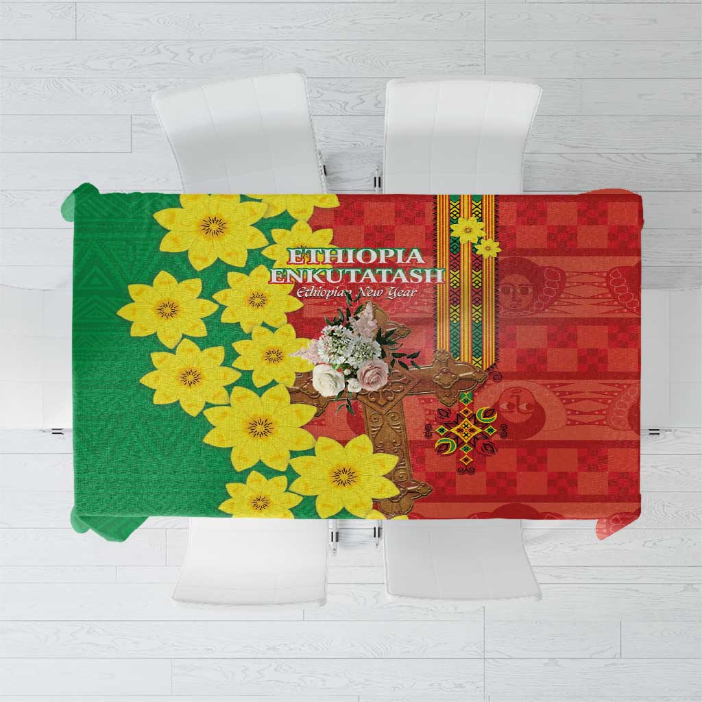 Enkutatash Ethiopia Tablecloth Melkam Addis Amet Adey Abeba Flower - Wonder Print Shop