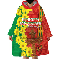 Enkutatash Ethiopia Wearable Blanket Hoodie Melkam Addis Amet Adey Abeba Flower - Wonder Print Shop