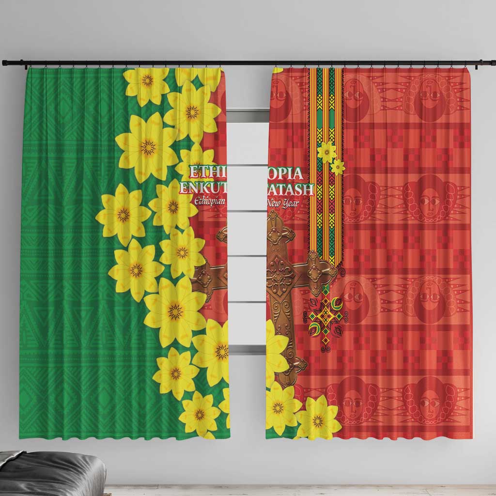Enkutatash Ethiopia Window Curtain Melkam Addis Amet Adey Abeba Flower - Wonder Print Shop