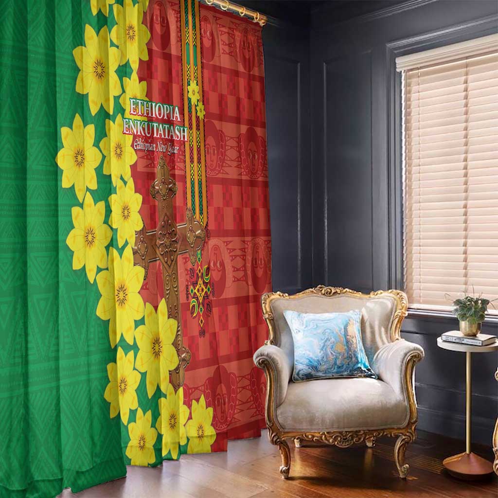 Enkutatash Ethiopia Window Curtain Melkam Addis Amet Adey Abeba Flower - Wonder Print Shop