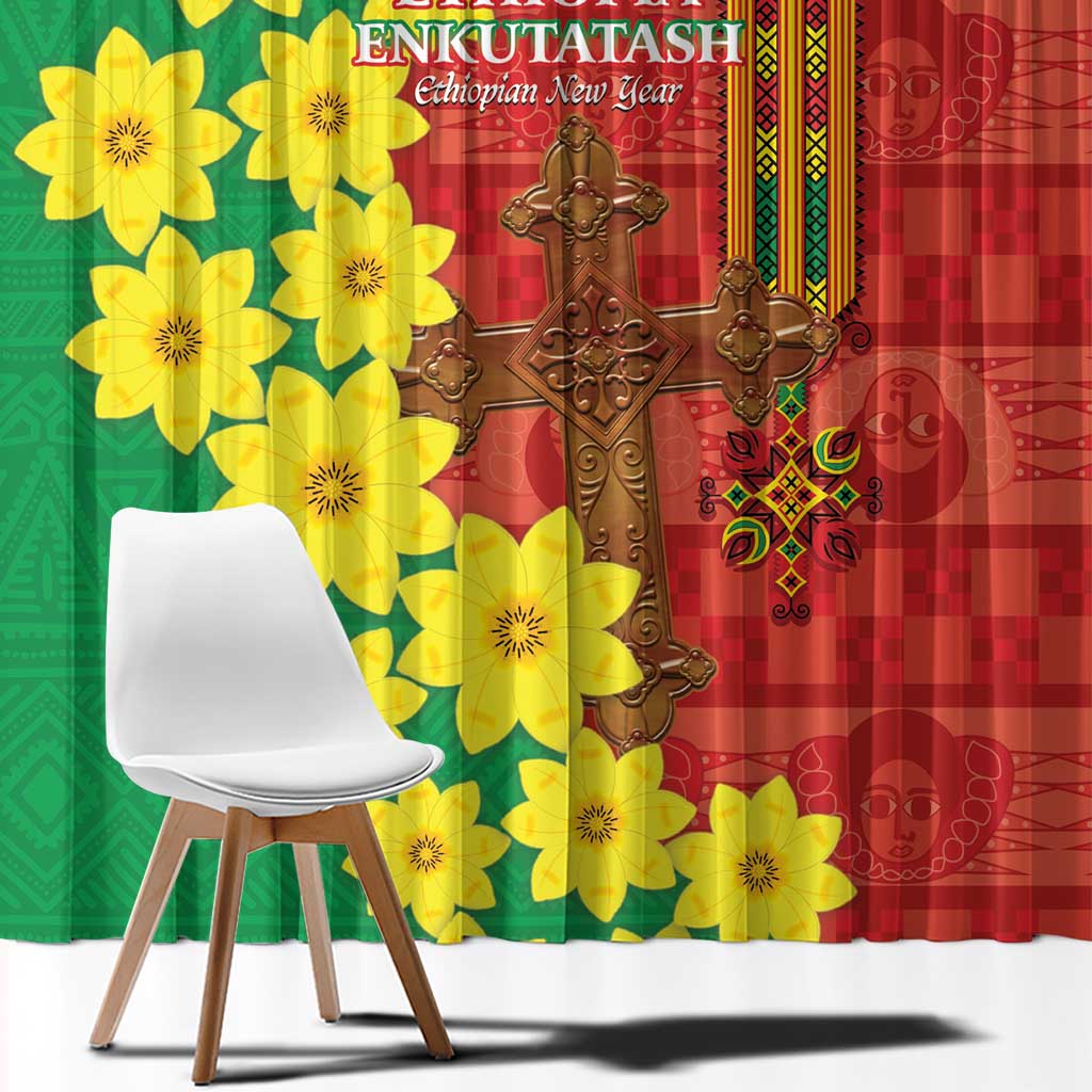 Enkutatash Ethiopia Window Curtain Melkam Addis Amet Adey Abeba Flower - Wonder Print Shop