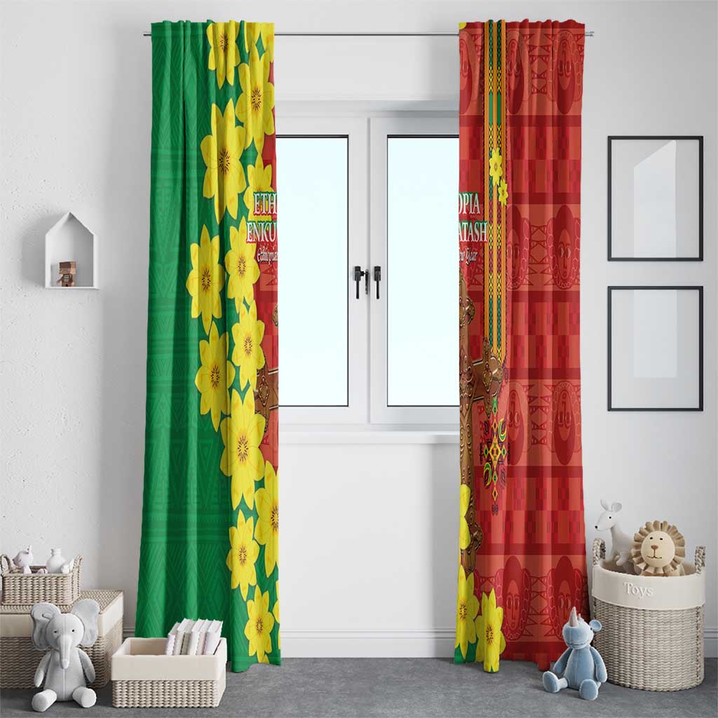 Enkutatash Ethiopia Window Curtain Melkam Addis Amet Adey Abeba Flower - Wonder Print Shop