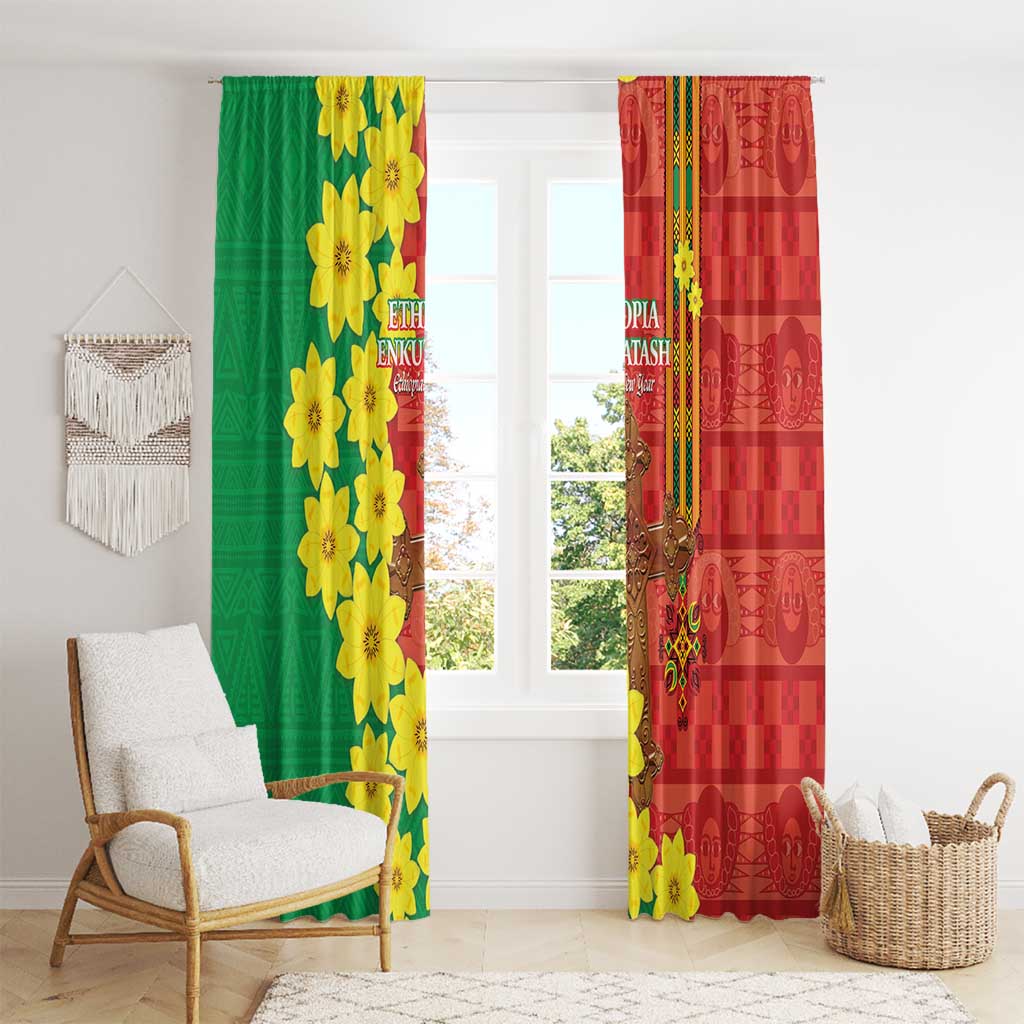 Enkutatash Ethiopia Window Curtain Melkam Addis Amet Adey Abeba Flower - Wonder Print Shop