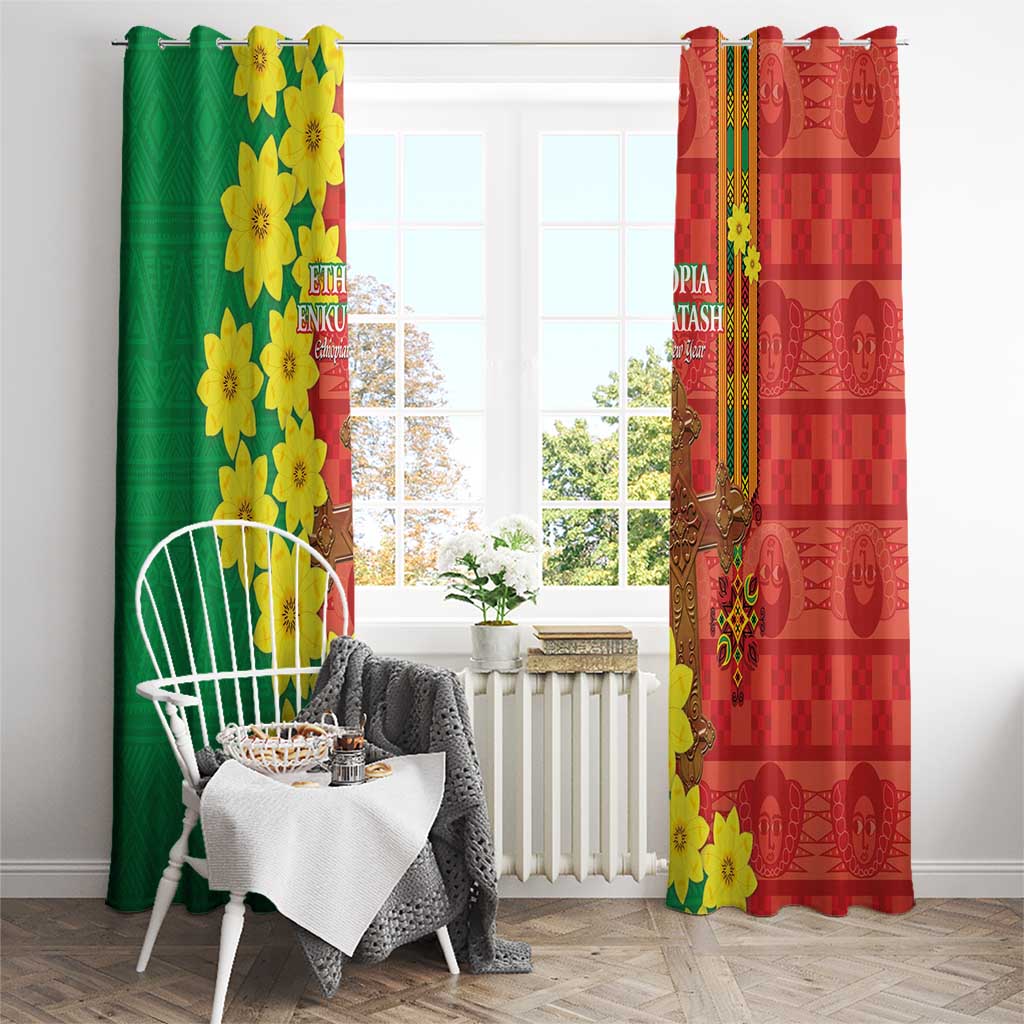 Enkutatash Ethiopia Window Curtain Melkam Addis Amet Adey Abeba Flower - Wonder Print Shop