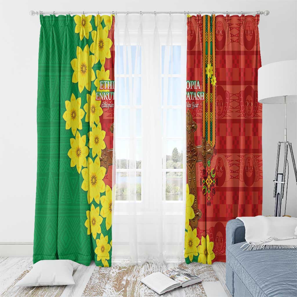 Enkutatash Ethiopia Window Curtain Melkam Addis Amet Adey Abeba Flower - Wonder Print Shop