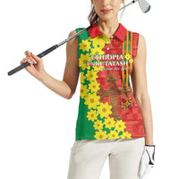 Enkutatash Ethiopia Women Sleeveless Polo Shirt Melkam Addis Amet Adey Abeba Flower - Wonder Print Shop