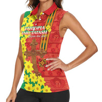 Enkutatash Ethiopia Women Sleeveless Polo Shirt Melkam Addis Amet Adey Abeba Flower - Wonder Print Shop