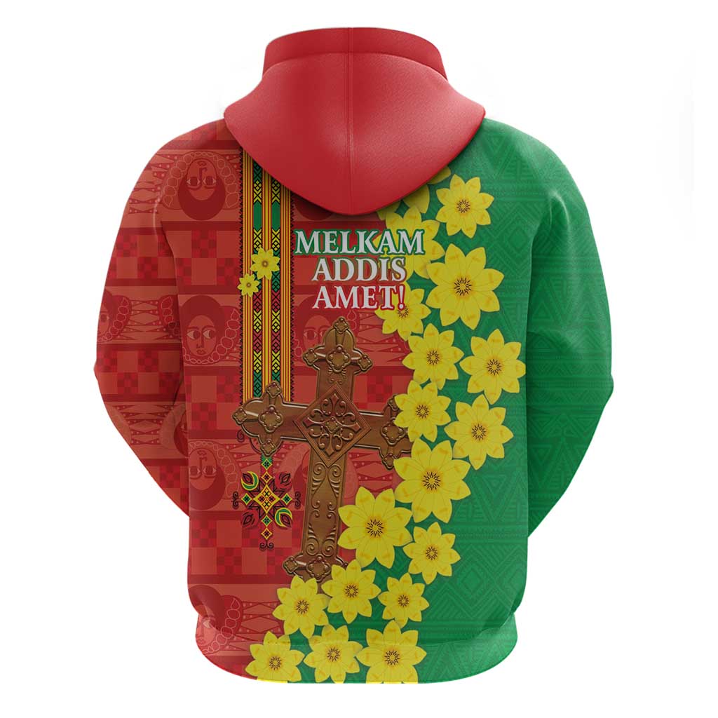 Enkutatash Ethiopia Zip Hoodie Melkam Addis Amet Adey Abeba Flower - Wonder Print Shop