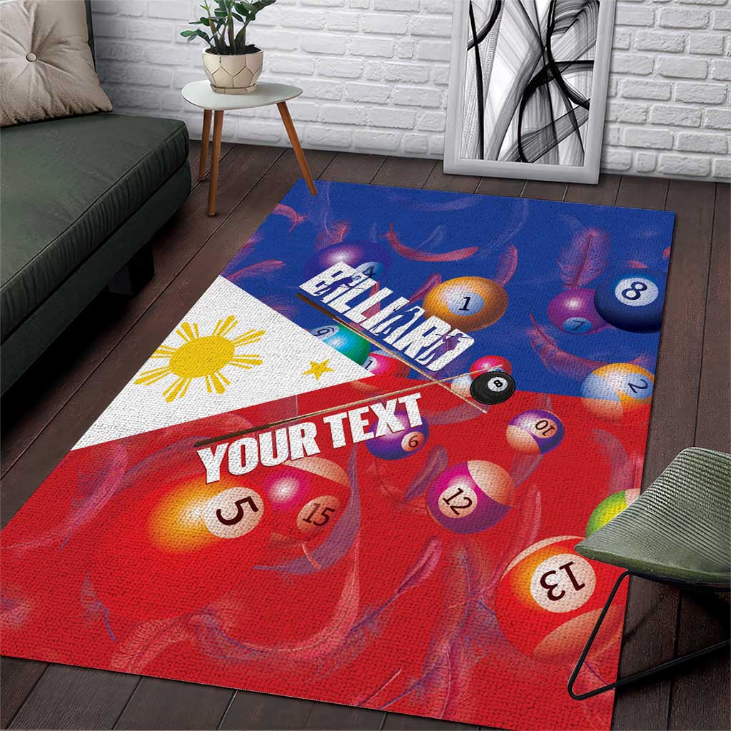 Personalised Philippines Billiards Area Rug Cue With Balls Flag Style - Wonder Print Shop