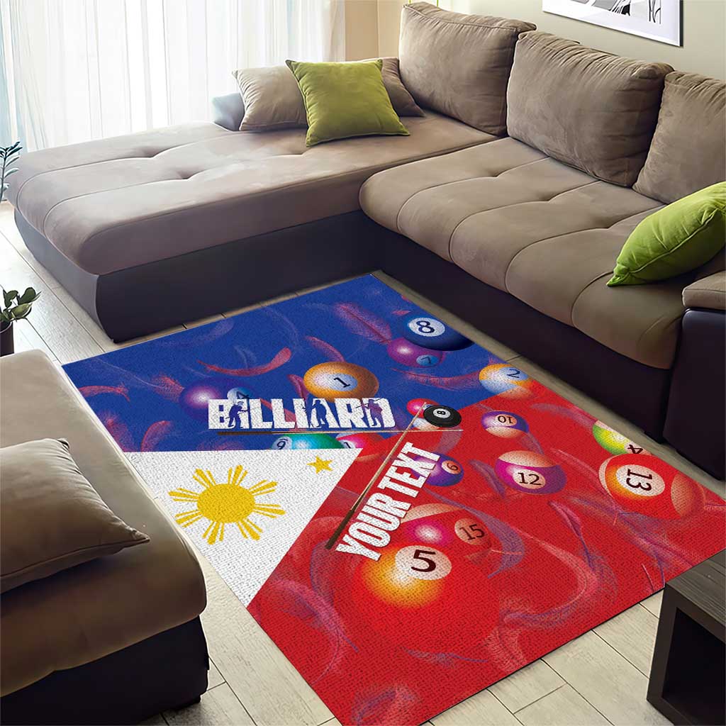 Personalised Philippines Billiards Area Rug Cue With Balls Flag Style - Wonder Print Shop