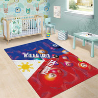Personalised Philippines Billiards Area Rug Cue With Balls Flag Style - Wonder Print Shop