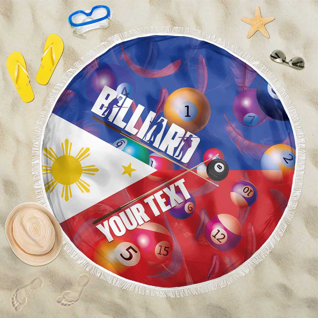 Personalised Philippines Billiards Beach Blanket Cue With Balls Flag Style - Wonder Print Shop