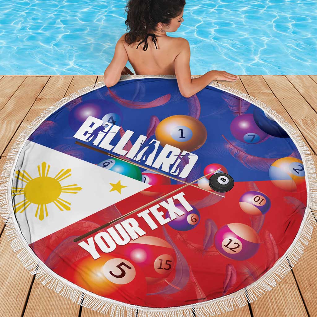 Personalised Philippines Billiards Beach Blanket Cue With Balls Flag Style - Wonder Print Shop