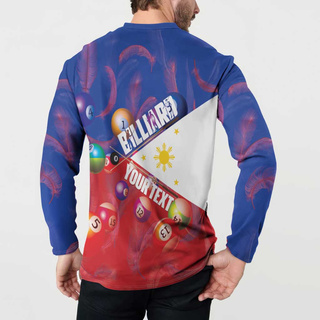 Personalised Philippines Billiards Button Sweatshirt Cue With Balls Flag Style - Wonder Print Shop