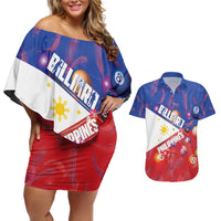Personalised Philippines Billiards Couples Matching Off Shoulder Short Dress and Hawaiian Shirt Cue With Balls Flag Style - Wonder Print Shop