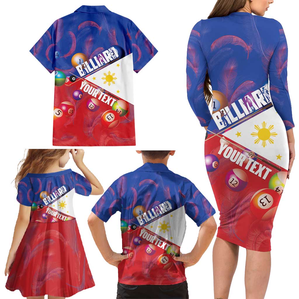 Personalised Philippines Billiards Family Matching Long Sleeve Bodycon Dress and Hawaiian Shirt Cue With Balls Flag Style - Wonder Print Shop
