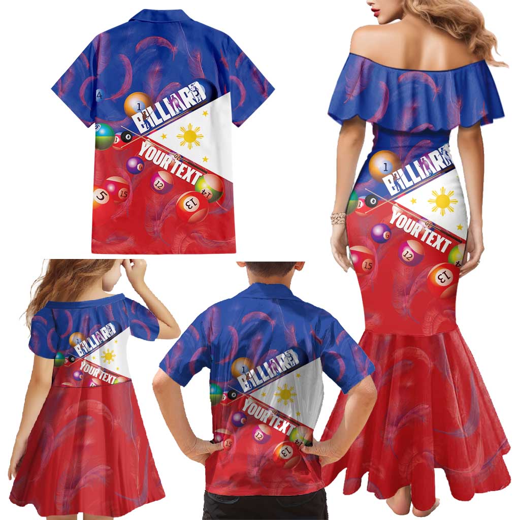 Personalised Philippines Billiards Family Matching Mermaid Dress and Hawaiian Shirt Cue With Balls Flag Style - Wonder Print Shop